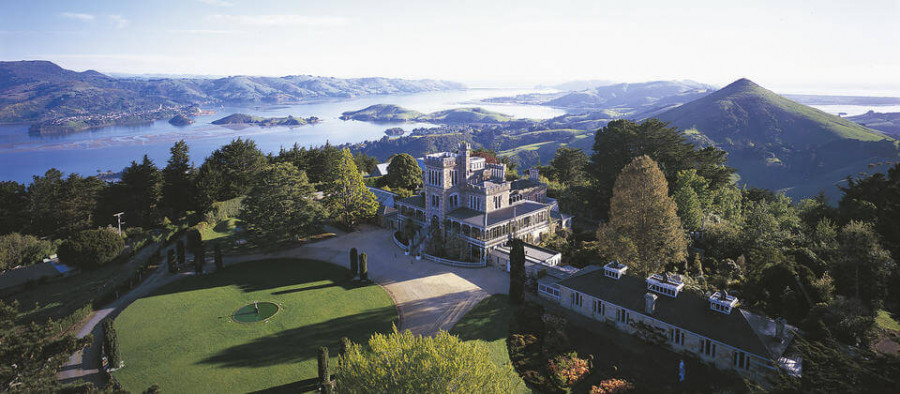 Aerial view of Larnach Castle